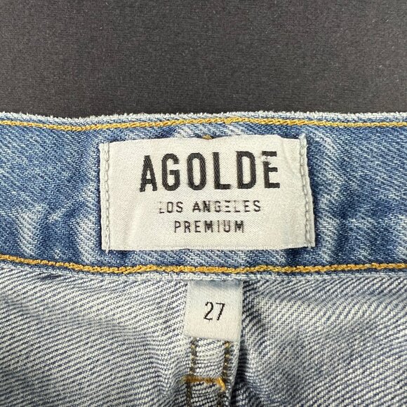 AGOLDE Jean Shorts Women's 31* Parker Mid Rise Blue Cut Off Denim Jorts Tag 27 - Picture 5 of 16